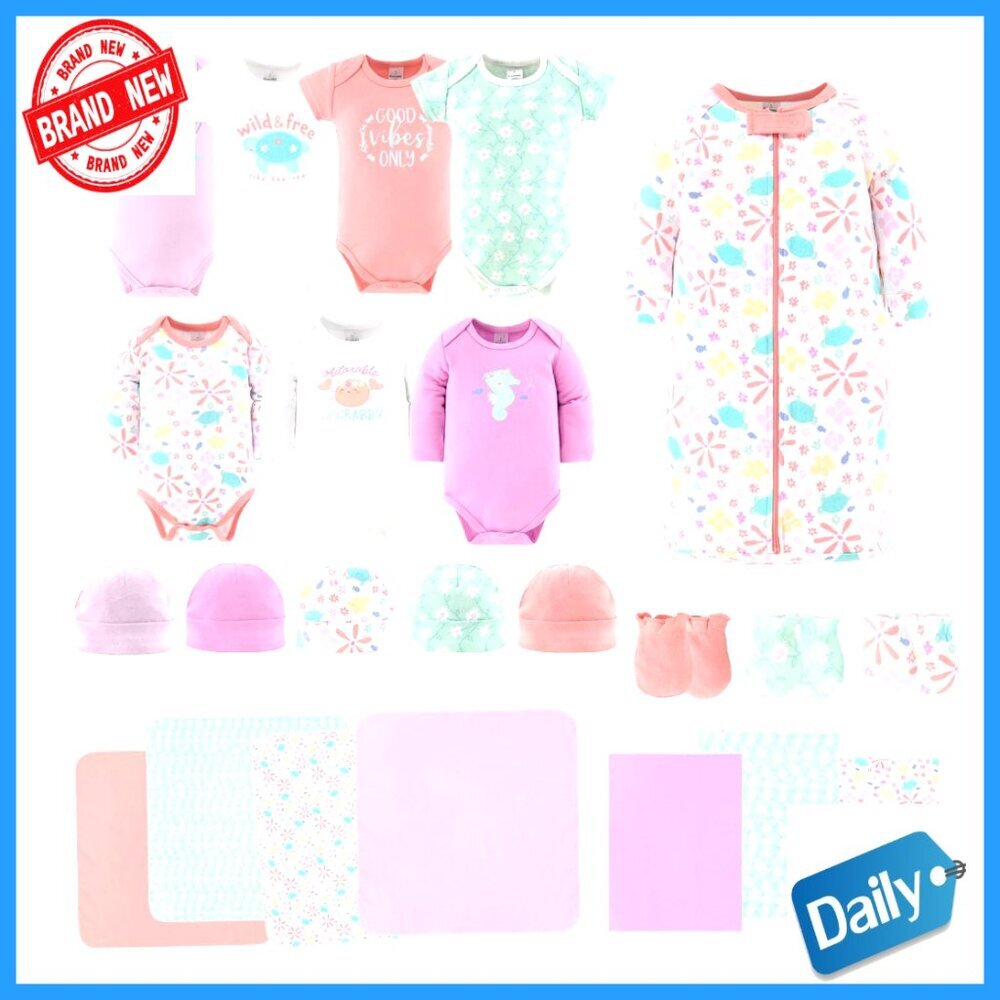 Newborn Girl Layette Gift Set 23 Pieces 0-3 Months Ultra Soft Cotton